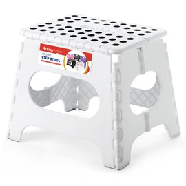 Folding Step Stool for Adults and Kids-11 Height Lightweight Plastic Stepping Stool. Foldable Step Stool Hold up to 300lbs Non Slip Collapsible Stool White