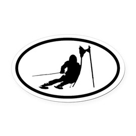 CafePress Ski Racer Oval Car Magnet, Euro Oval Bumper Magnet