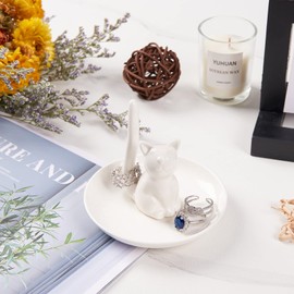 Spegiffu Cat Lover Gifts for Women - Cat Ring Trinket Dish Engagement Wedding Ring Holder, Funny Cat Themed Gifts for Women Cat Lady Cat Mom Gifts for Cat Lovers Friends Birthday Xmas Valentines