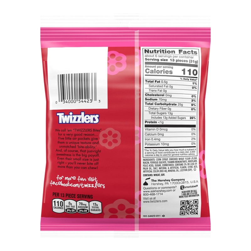 TWIZZLERS Bites Cherry Flavored Licorice Style, Chewy Candy Bags, 7