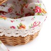 Aigid Picnic Basket Oval Double Lid Linen Flowers Picnic Storage
