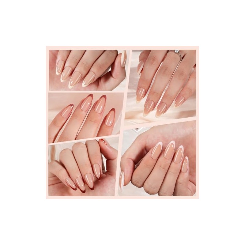 150 puntas de uñas de gel francesas en almendra, puntas