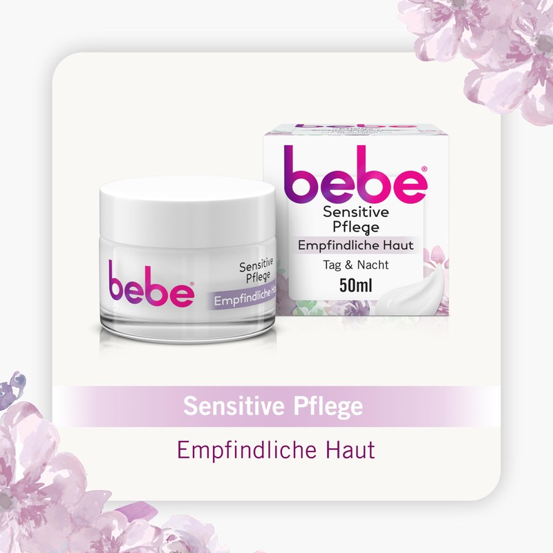 bebe Sensitive Care 50 ml, Moisturises 24 Hours for Sensitive