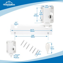 HOMOTEK 1 Pack Plastic Sliding Patio Door Door Lock for Glass Doors Window Locks for Horizontal Foot Kick Lock with Key, Universal Fits for Any Sliding Door and Window Top or Bottom Rails, White