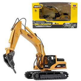 Gemini&Genius Drill Excavator Heavy Duty Construction Site Vehicle Toys 1：60 Scale Diecast Digger and Driller Engineering Dump Truck Collectible Alloy Model Toys for Kids and Decoration for House