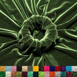 Ice Fabric Stretch Velvet Fabric by The Yard - 60" Wide Soft Stretchy Fabric for Sewing Clothes, Apparel, Costume, Crafts - 90% Polyester 10% Spandex - Dark Olive Green - 1 Yard