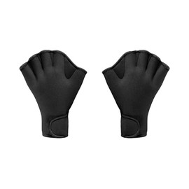 Lywaini Swim Training Gloves, Neoprene Webbed Fitness Water Resistance Training Gloves for Swimming Diving Water Aerobics (Black, Medium)