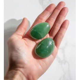 Polished Aventurine Crystal Stones - 2 Pcs of 1.2" Worry Stone for Anxiety, Pocket Palm Stone Super Large Handpicked Natural Tumbled Gemstones for Meditation, Reiki, Chakra Healing, Home Decor