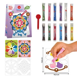 Sabbiarelli Sand-it For Fun - Bag Mandala - Mini Creative Craft Set: Paint with Sand the Mandalas, 12 Colours, Sand Pictures for Children from 5+, Small Gift Idea
