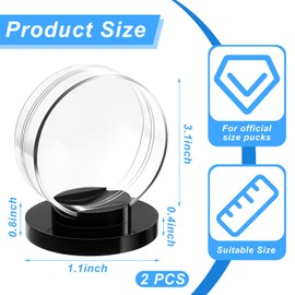 Taiyin Clear Shell Black Base Puck Holder Acrylic Hockey Puck Display Case Hockey Puck Display Stand for Displaying Your Autograph Hockey Puck(4 Pieces)