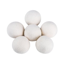 Wisafory Pack of 6 Dryer Balls Wool Dryer Balls Felt Balls Down Jacket Dryer Ball Washing Ball Reusable Natural Wool Dryer Balls Tennis Balls for Washing Dryer Balls White 8 cm