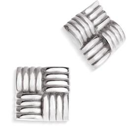 JeanBeau Chunky Silver Large Square Stud Earrings for Women Girls, Trendy Statement Geometric Rectangle Textured Lightweight Hypoallergenic Earing Prom Fashion Jewelry Gift