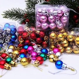 LIOOBO Pack of 24 Shatterproof Christmas Baubles Mini Christmas Baubles Holiday Decoration Christmas Tree Decoration 2 cm (Pink)