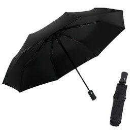 Men & Women 8 Ribs Stormproof Automatic Strong Folding Windproof Umbrella Black Lightweight Travel Compact Auto Ladies Gents Strong Small Fits In Handbags (1 x Black Compact Auto)