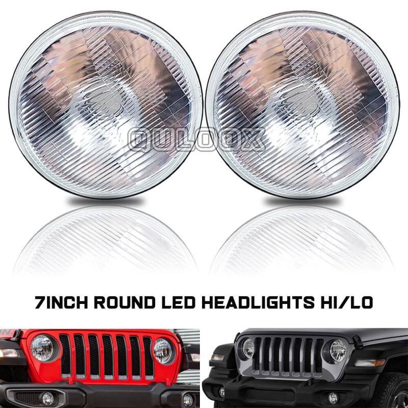 QULOOX Pair 7" Inch Round LED Headlights DRL for Ford