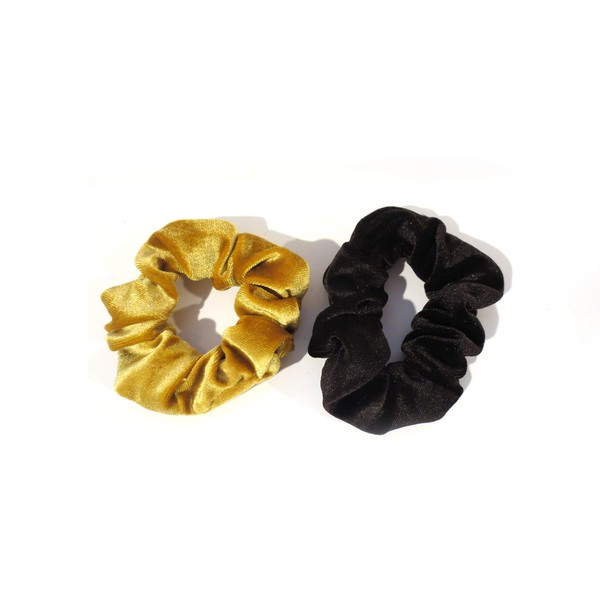 Twos Company Velvet Scrunchie Set of 2 Colors, Gold and
