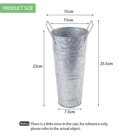 SHENMAIDAY Galvanized Metal Vase Set of 4, Vintage Flower Arrangement Decoration, Country Style Flower Pots for Wedding, Party, Dining Table, Home Decoration, Shop (Silver)