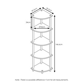 Furinno Furinno Turn-N-Tube 5 Tier Corner Display Rack Multipurpose Shelving Unit, 1-Pack, French Oak Grey/Black