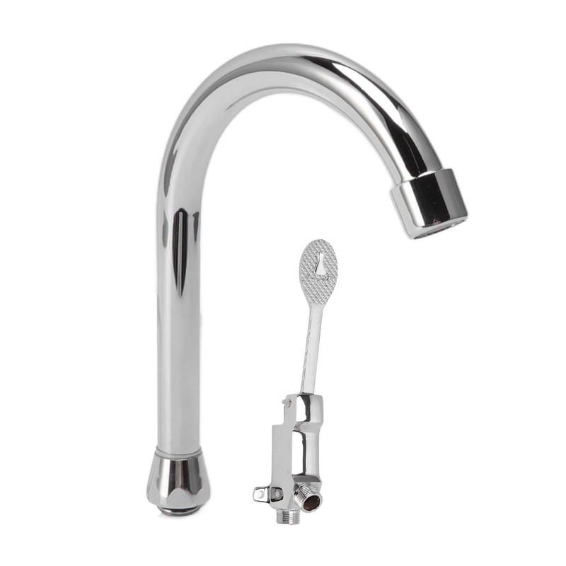 Foot Pedal Faucet Set Stainless Steel Hands Free Silver Touchless