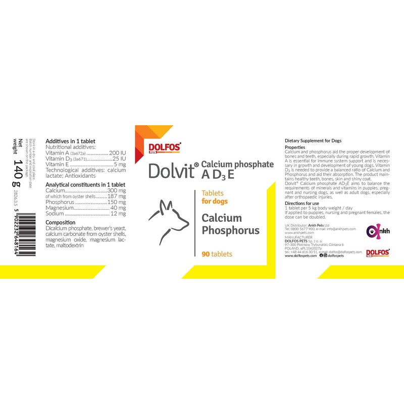 AnkhPets AnkhPets Dolvit Calcium Phosphate A D3 E 90 Tablets