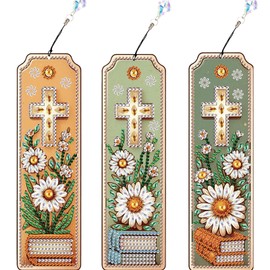 JISHSHAY 3 Stück Diamond Painting Lesezeichen Blumen Diamant Painting Lesezeichen Blumen Diamantmalerei Bookmark Diamant Malerei Book Marks Diamaond Malerei Mosaik Bastelset Erwachsene Book Lover