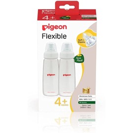 Pigeon Flexible Slim Neck Baby Bottle for 4+ Months Babies, 240ml, PP, 2-Pack