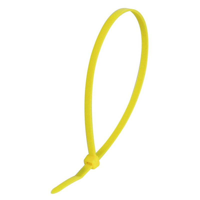 100 Yellow Cable Ties, Strong Nylon, 100mm x 2.5mm