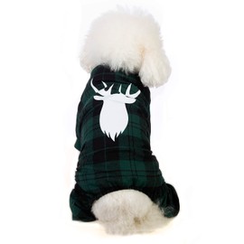 Coomour Dog Chirstmas Shirts Pet Deer Clothes 100% Cotton Reindeer Pajamas Puppy Doggie Christmas Costumes (S,Green)