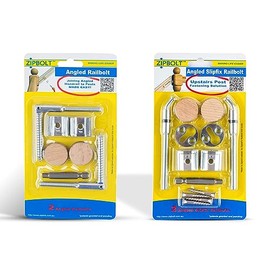 Zipbolt 11.560 Angled Railbolt — Angled Staircase Handrail to Newel Post Connector for Lower Connection Bundle with 13.960 Angled Slipfix Railbolt — Angled Handrail to Post Upper Connector