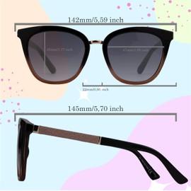 SQUAD Sunglasses for Women Adults Square Fashion with Glasses Case, 3ew463c7 Brown Grey Gradient