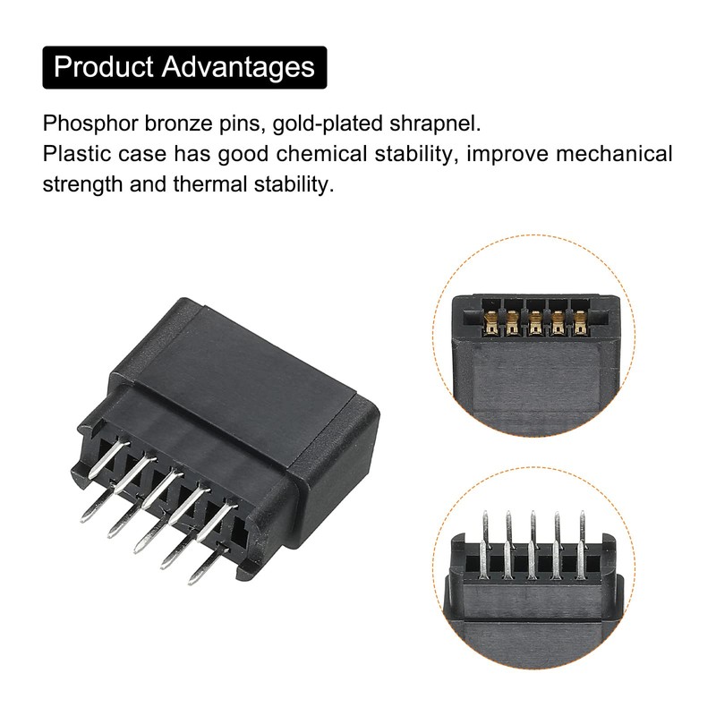PATIKIL Card Edge Connector Black Socket Straight Connection 10 Pin