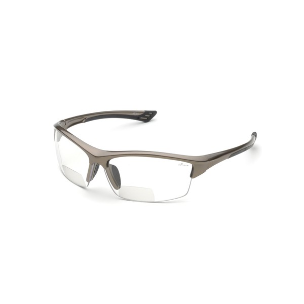 Delta Plus RX-350C 2.0 Diopter Bifocal Safety Glasses, Metallic Brown Frame, Clear Lens