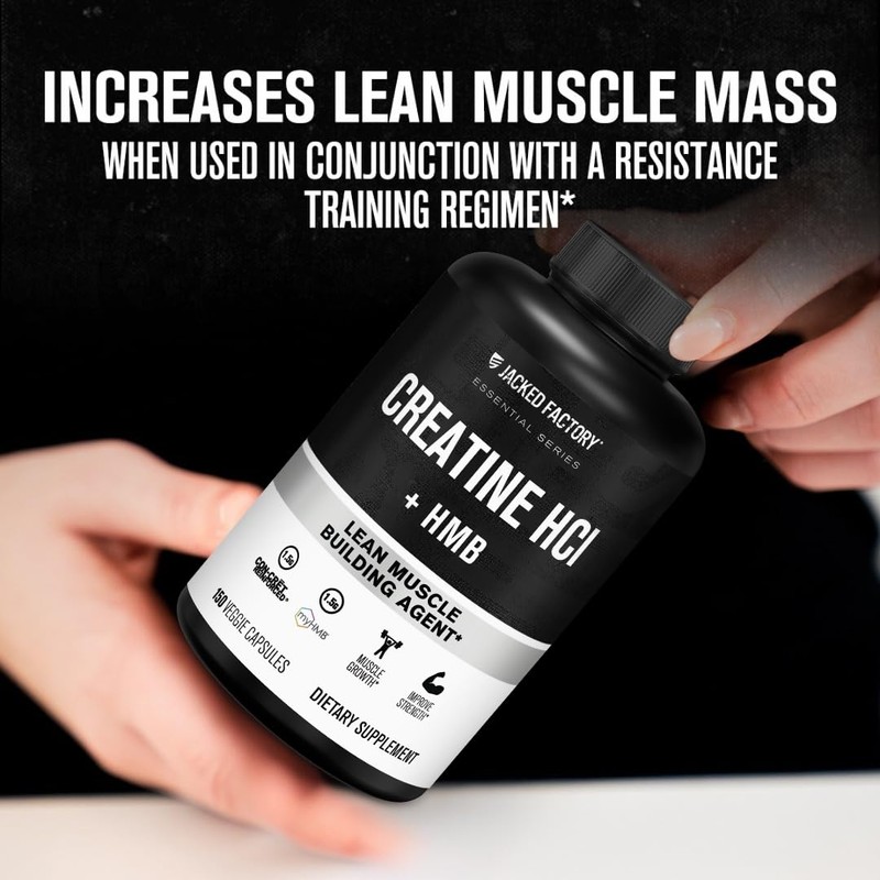 Jacked Factory Creatine HCL + HMB Capsules - Synergistic CON-CRET,