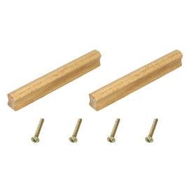 sourcing map 2Pcs Wood Drawer Pulls Handles with Screws Set 128mm/5.04" Hole Spacing Unfinished Beech Wood Cabinets Drawer Knobs Pull Handles for Kitchen Cabinets Dresser Furniture