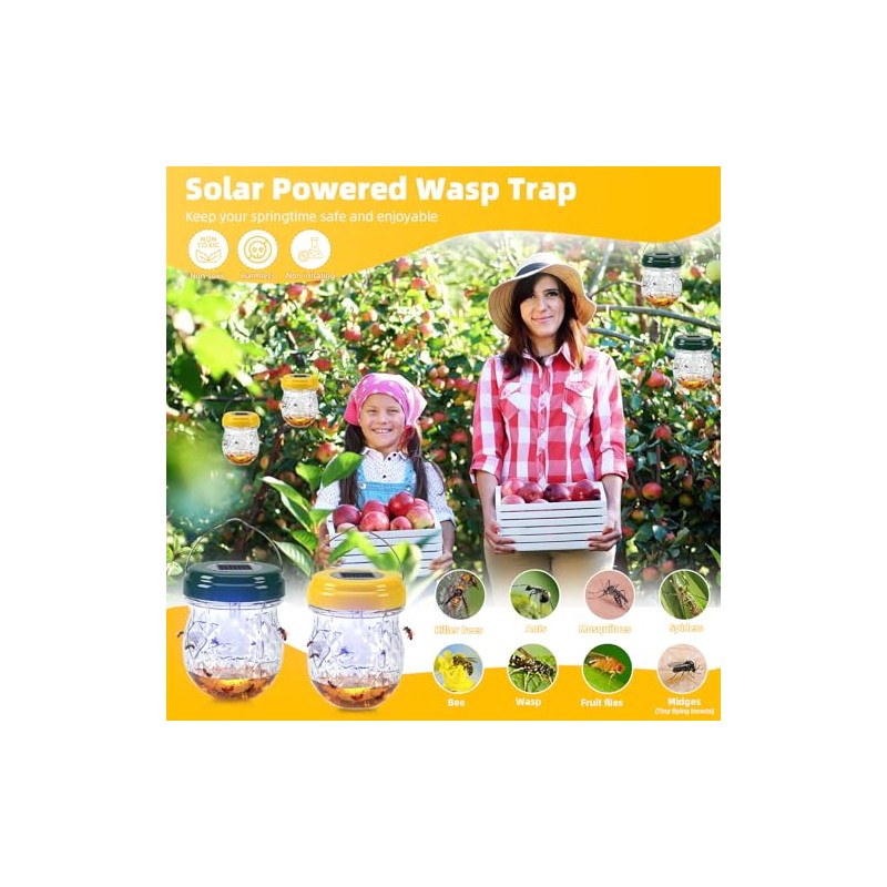 2026 New Wasp Traps Outdoor Hanging with LED Light, 4