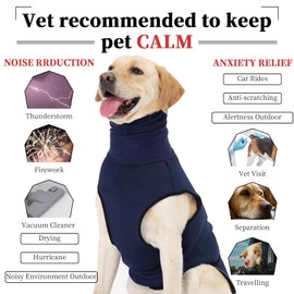 ROZKITCH Jacket for Dogs, Anxiety Calming Vest for Dogs, Breathable Pet Shirt for Separation, Fireworks & Travel, Comforting Wrap NavyBlue L