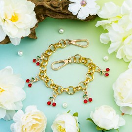 VIESUJI Cherry Purse Charms for Women Bag Charm with Double Buckle Design Cherry Bag Charm for Handbags Purse Accessories