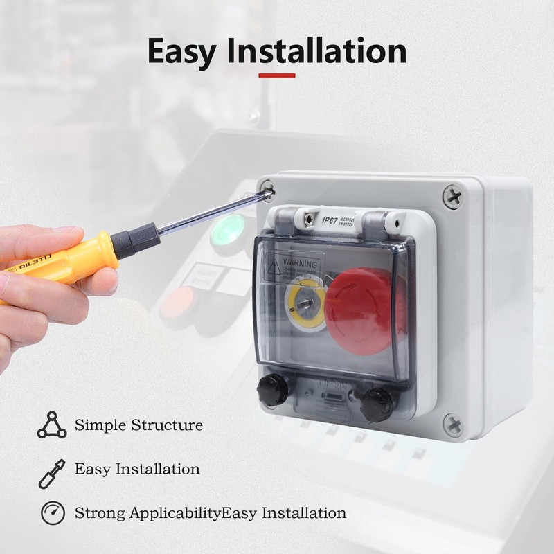 APIELE IP67 Outdoor Waterproof Button Switch Box Green/Red/Yellow Instantaneous Button