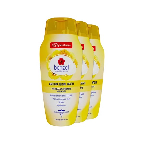 Jabon Intimo Femenino Benzal Wash Manzanilla 3 pack 355ml cada