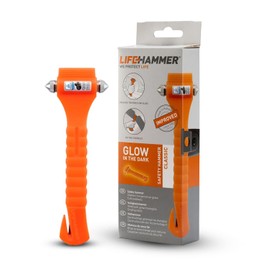 Lifehammer Brand Safety Hammer, the Original Emergency Escape and Rescue Tool with Seatbelt Cutter, Made in the Netherlands, Glow Orange