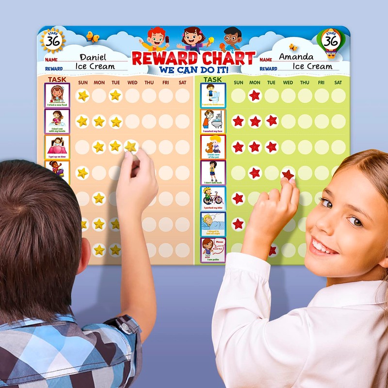 Chore Chart for Multiple Kids, Behavior Incentive for Home, Dry