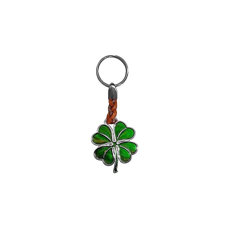 Claro Schmuck Clover Key Pendant with Green Epoxy Resin in
