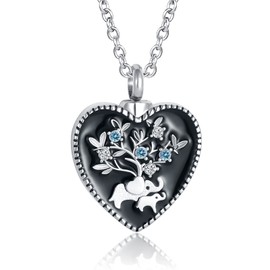 OutstandLong Lucky Elephant Cremation Jewelry Urn Necklace for Ashes Mother and Daughter Stainless Steel Keepsake Memorial Animal Pendant for Womens