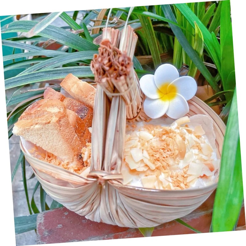 FUNOMOCYA Elegant Palm Leaf Smoothie Bowl for Milk Tea Desserts