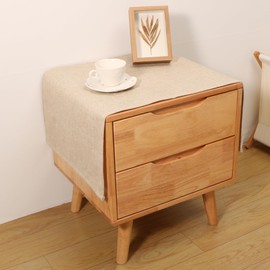 Utobanh Small Bedside Tablecloth Table Dustcover End Tabletop Home Decoration Fabric Tablecloth Nightstand Table Covering Doilies for Furniture Décor (16×35inch) - Beige