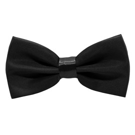 RGEVGER Black Bow Ties for Men, Classic Solid Color Bow Tie, Adjustable Clip Satin Bowtie, for Double Satin Tux Tied Bowtie, for Parties Pre Formal Groom Groomsman Wedding (Black)