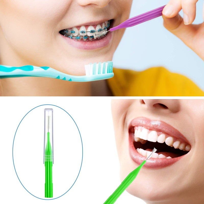 Patelai 50 Pieces Braces Brush for Cleaner Interdental Brush Between