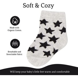 Rising Star Baby Socks for Boys & Baby Girl Newborn Socks - Crew Ankle Cotton For Infant Ages 0-6 months (8 pack)