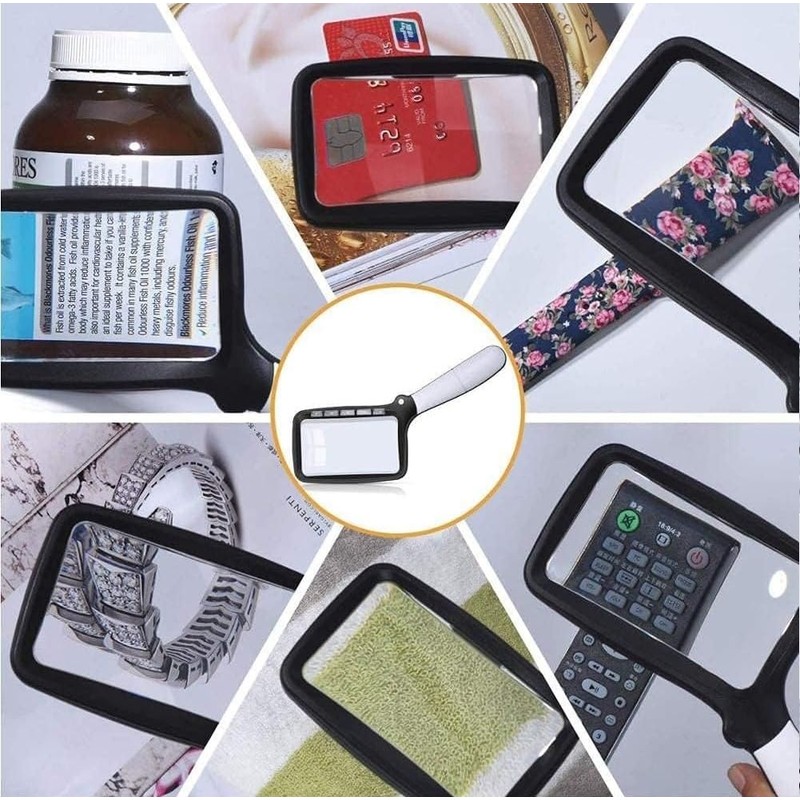 LH-Large Hand Magnifying Glass Handheld Folding Reading Magnifier 3X Magnification