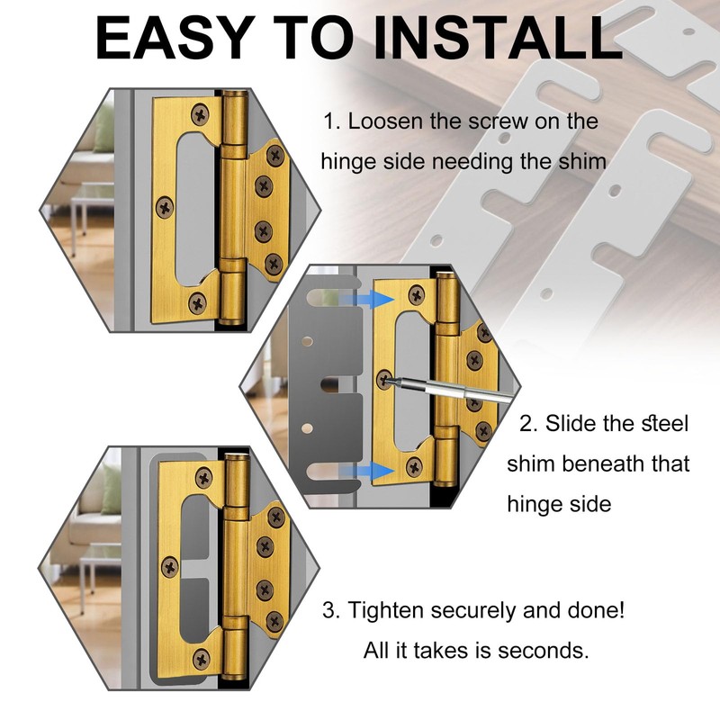 3.5 Inch Door Hinge Shims - Laser-Cut Stainless Steel Kit
